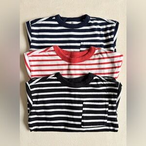 MINI | H&M Striped Long Sleeve Tees 3-Pack Size 4-6 Cotton Pocket Tops
